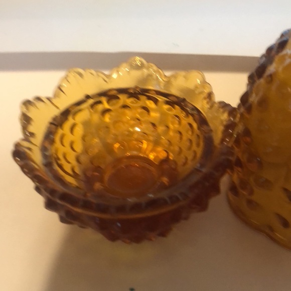 Amber Glass Hobnail Candle Holder - Picture 2 of 3